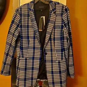 Banana Republic  size 12 Blue,Black, White plaid.